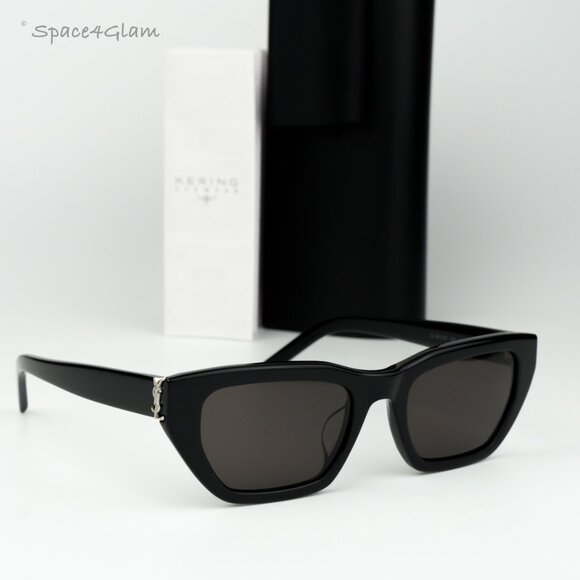 BRAND NEW Saint Laurent SLM127/F 001 Black Black Cat Eye Women Sunglasses - Picture 3 of 10